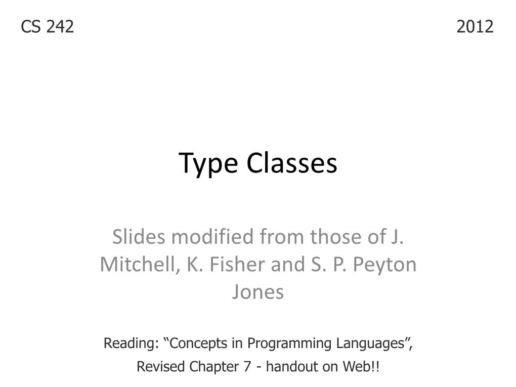 Type Classes