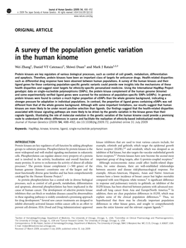 A Survey of the Population Genetic Variation in the Human Kinome