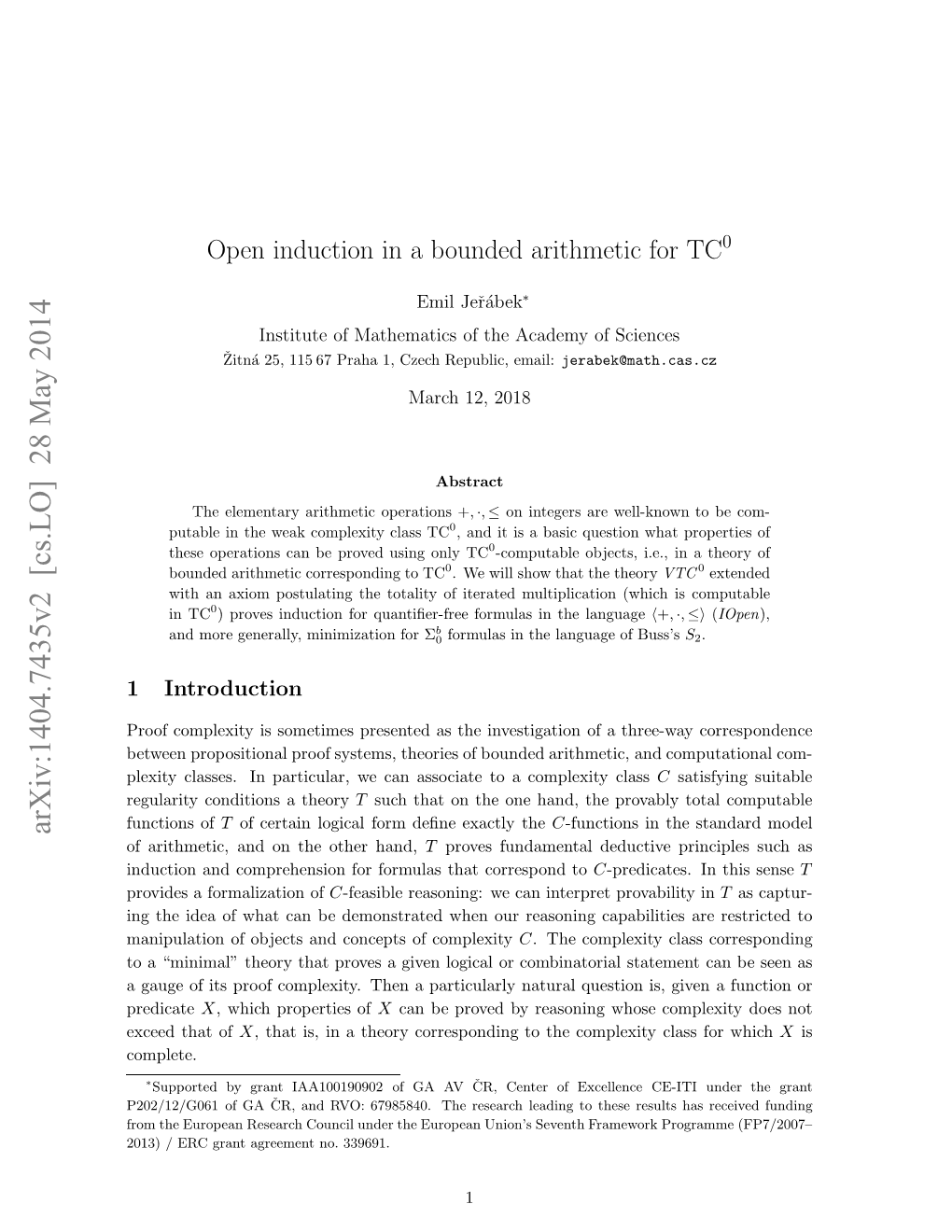 Open Induction in a Bounded Arithmetic for TC^ 0