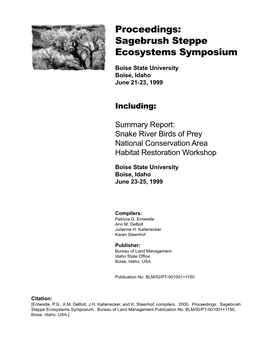 Sagebrush Steppe Ecosystems Symposium