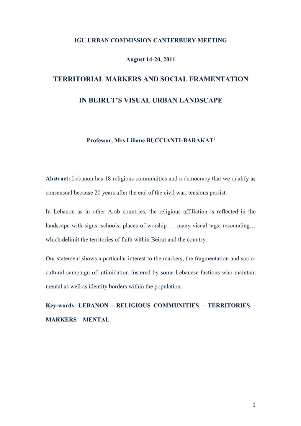 Territorial Markers and Social Framentation In