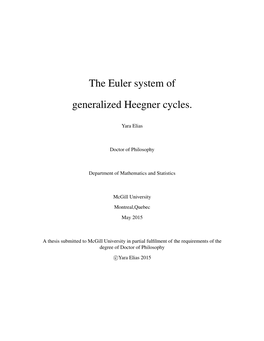 The Euler System of Generalized Heegner Cycles