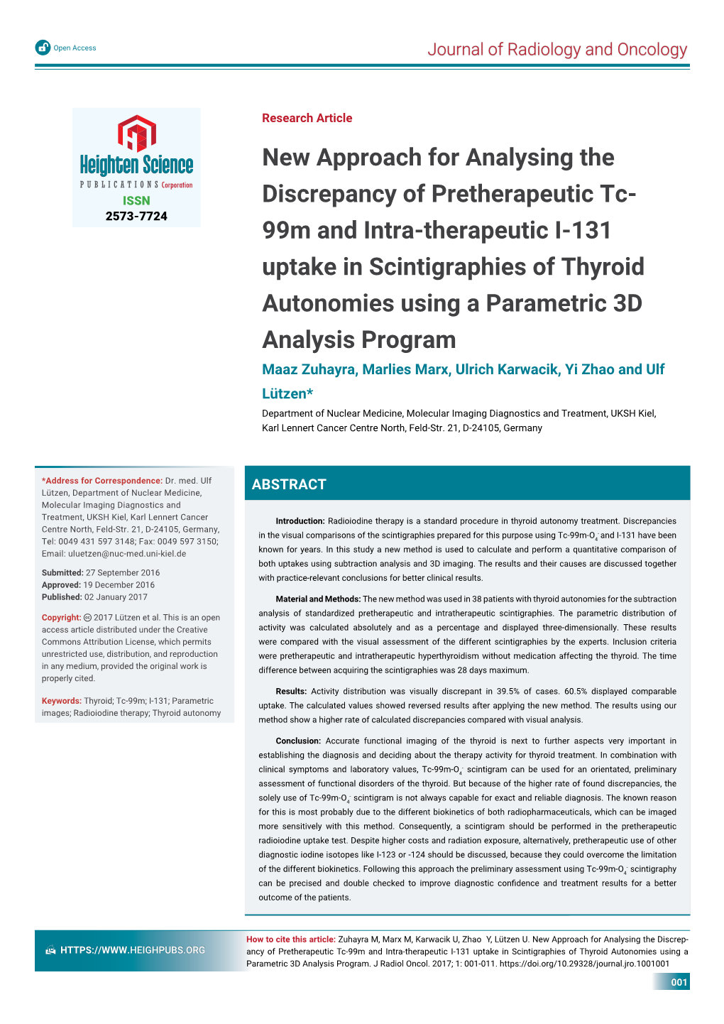 New Approach for Analysing the Discrepancy of Pretherapeutic Tc