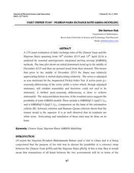 NIGERIAN NAIRA EXCHANGE RATES SARIMA MODELLING Ette