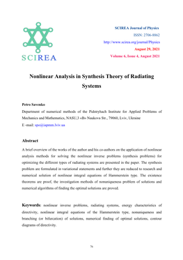 Nonlinear Analysis in Synthesis Theory of Radiating Systems