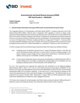Environmental and Social Review Summary (ESRS) PPP Vial Circuito 5 - URUGUAY