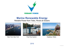 Verdant Power LLC Sustainable Energy Solutions Financial