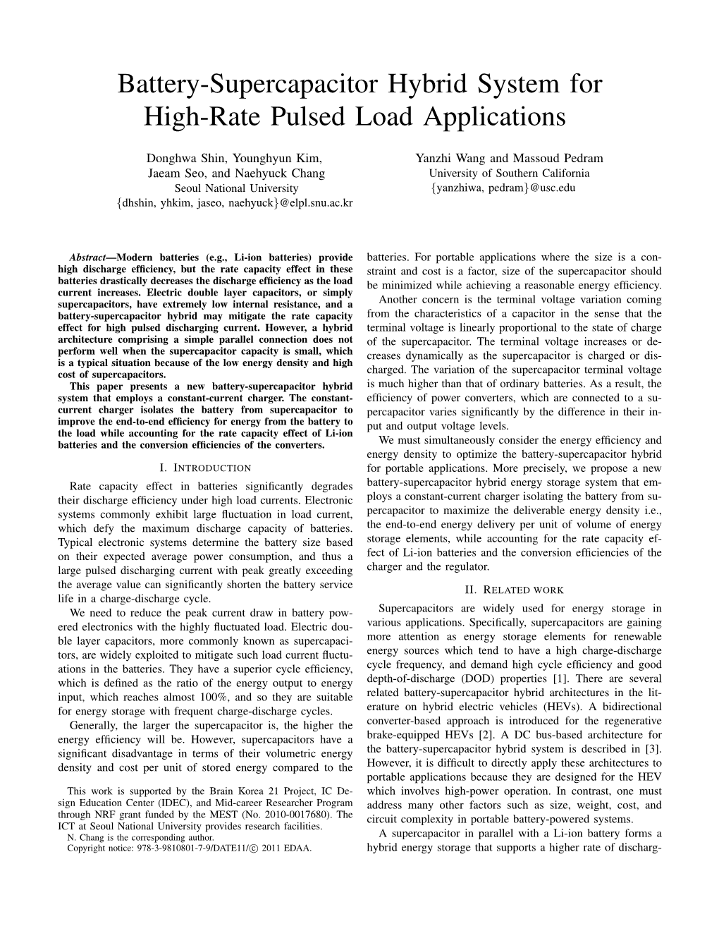 Battery-Supercapacitor Hybrid System for High-Rate Pulsed Load Applications