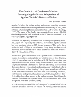 The Gentle Art of On-Screen Murder: Investigating the Screen Adaptations of Agatha Christie's Detective Fiction Prof