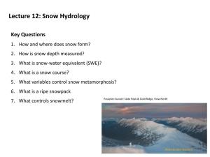 Lecture 12: Snow Hydrology