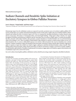 Sodium Channels and Dendritic Spike Initiation at Excitatory Synapses in Globus Pallidus Neurons