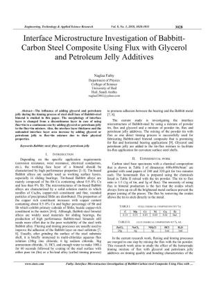Interface Microstructure Investigation of Babbitt- Carbon Steel Composite Using Flux with Glycerol and Petroleum Jelly Additives