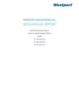 Westport 2015 Annual Report