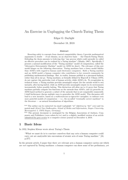 An Exercise in Unplugging the Church-Turing Thesis