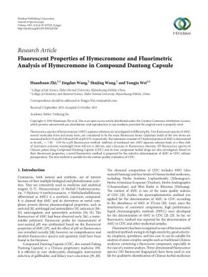 Fluorescent Properties of Hymecromone and Fluorimetric Analysis of Hymecromone in Compound Dantong Capsule