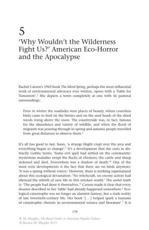 'Why Wouldn't the Wilderness Fight Us?' American Eco-Horror and The