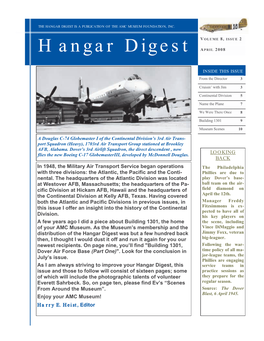 Hangar Digest Is a Publication of Th E Amc Museum Foundation, Inc