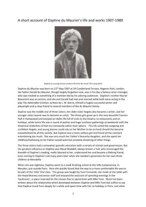 A Short Account of Daphne Du Maurier's Life and Works 1907-1989