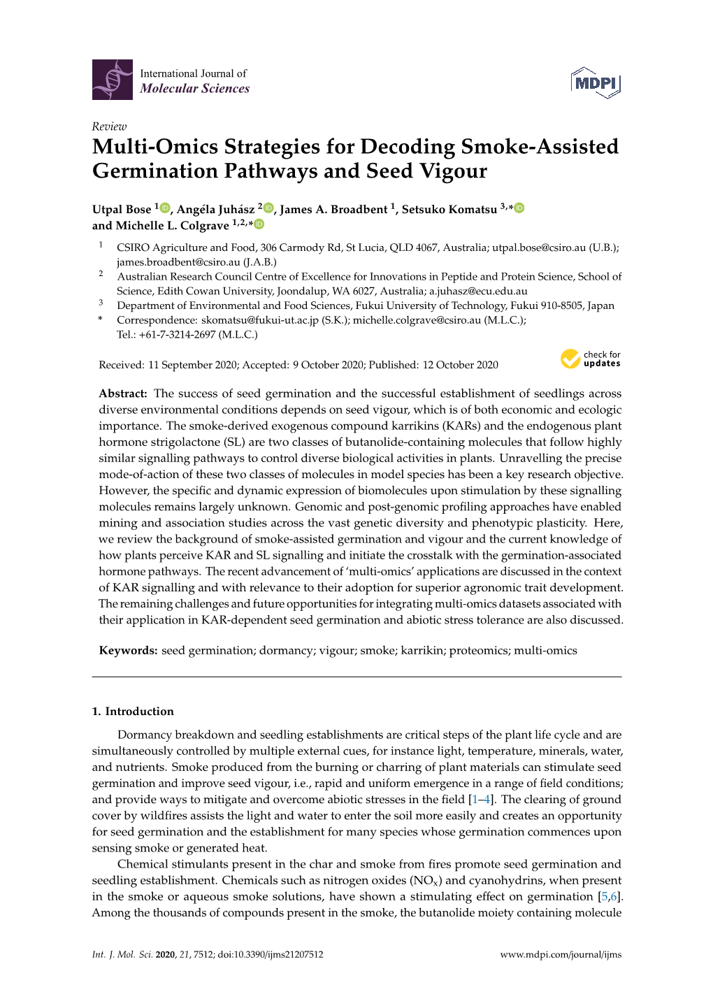 Multi-Omics Strategies for Decoding Smoke-Assisted Germination Pathways and Seed Vigour