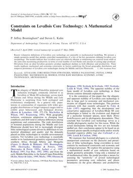 Constraints on Levallois Core Technology: a Mathematical Model