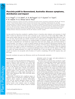 Puccinia Psidii in Queensland, Australia: Disease Symptoms, Distribution and Impact