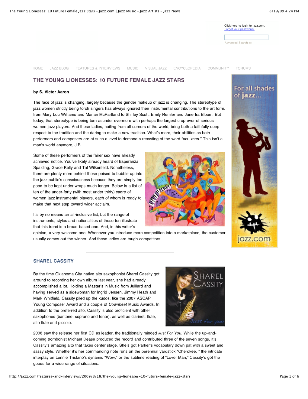 The Young Lionesses: 10 Future Female Jazz Stars – Jazz.Com | Jazz Music – Jazz Artists – Jazz News 8/19/09 4:24 PM