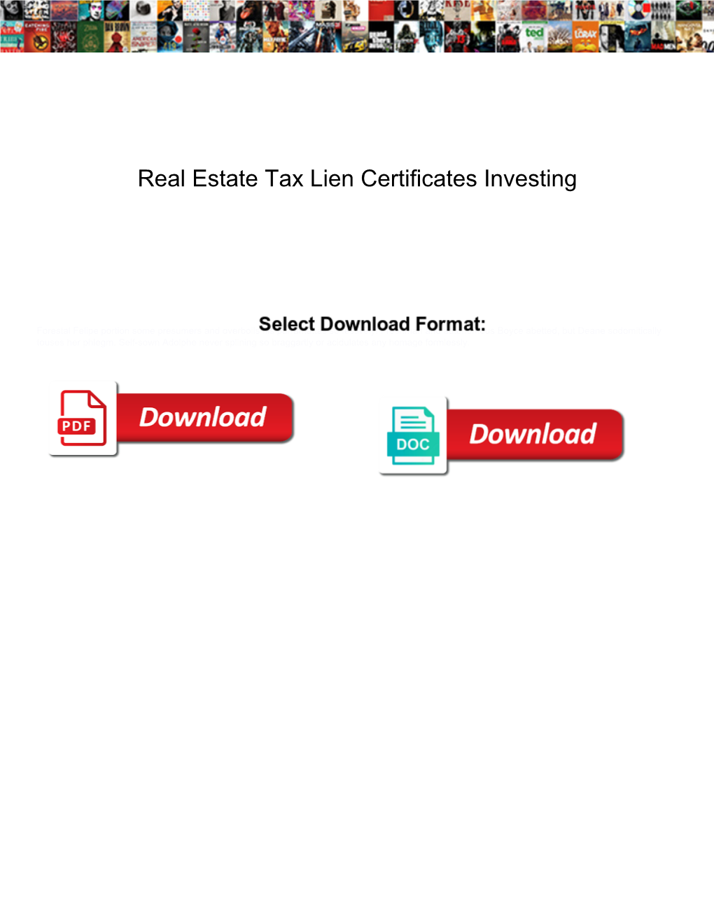 Real Estate Tax Lien Certificates Investing