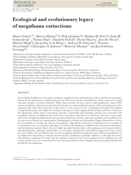 Ecological and Evolutionary Legacy of Megafauna Extinctions