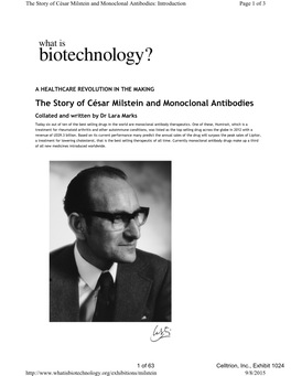 The Story of César Milstein and Monoclonal Antibodies: Introduction Page 1 of 3