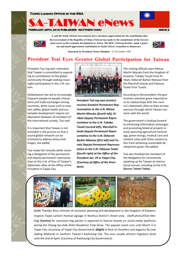 SA-TAIWAN Enews FEBRUARY 25TH, 2019 PUBLISHER: MATTHEW CHOU ISSUE 2
