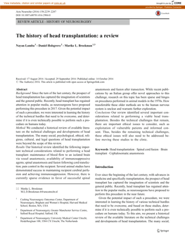 The History of Head Transplantation: a Review