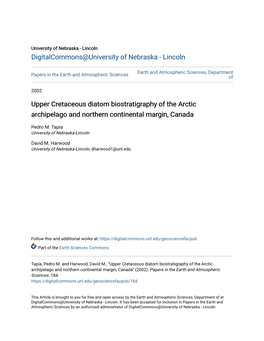 Upper Cretaceous Diatom Biostratigraphy of the Arctic Archipelago and Northern Continental Margin, Canada