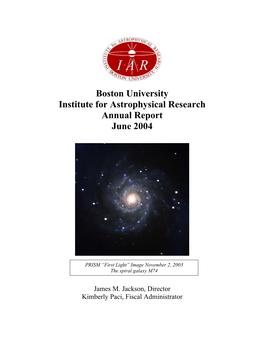 Boston University Institute for Astrophysical Research Annual Report June 2004