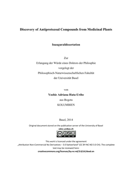 Discovery of Antiprotozoal Compounds from Medicinal Plants