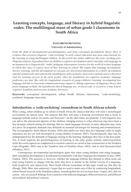 Learning Concepts, Language, and Literacy in Hybrid Linguistic Codes: the Multilingual Maze of Urban Grade 1 Classrooms in South Africa