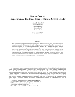 Status Goods: Experimental Evidence from Platinum Credit Cards∗
