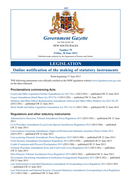 New South Wales Government Gazette No. 26 Of