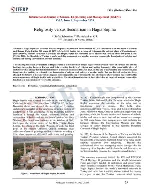 Religiosity Versus Secularism in Hagia Sophia
