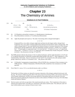 Chapter 23 the Chemistry of Amines