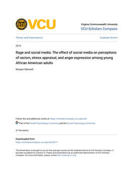 The Effect of Social Media on Perceptions of Racism, Stress Appraisal, and Anger Expression Among Young African American Adults