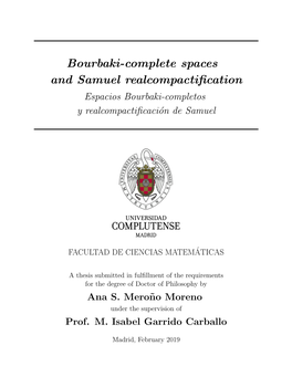 Bourbaki-Complete Spaces and Samuel Realcompactification