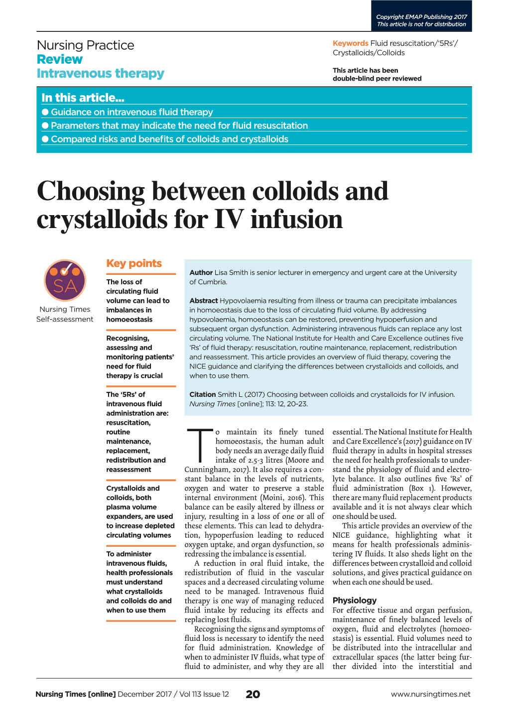 Choosing Between Colloids and Crystalloids for IV Infusion