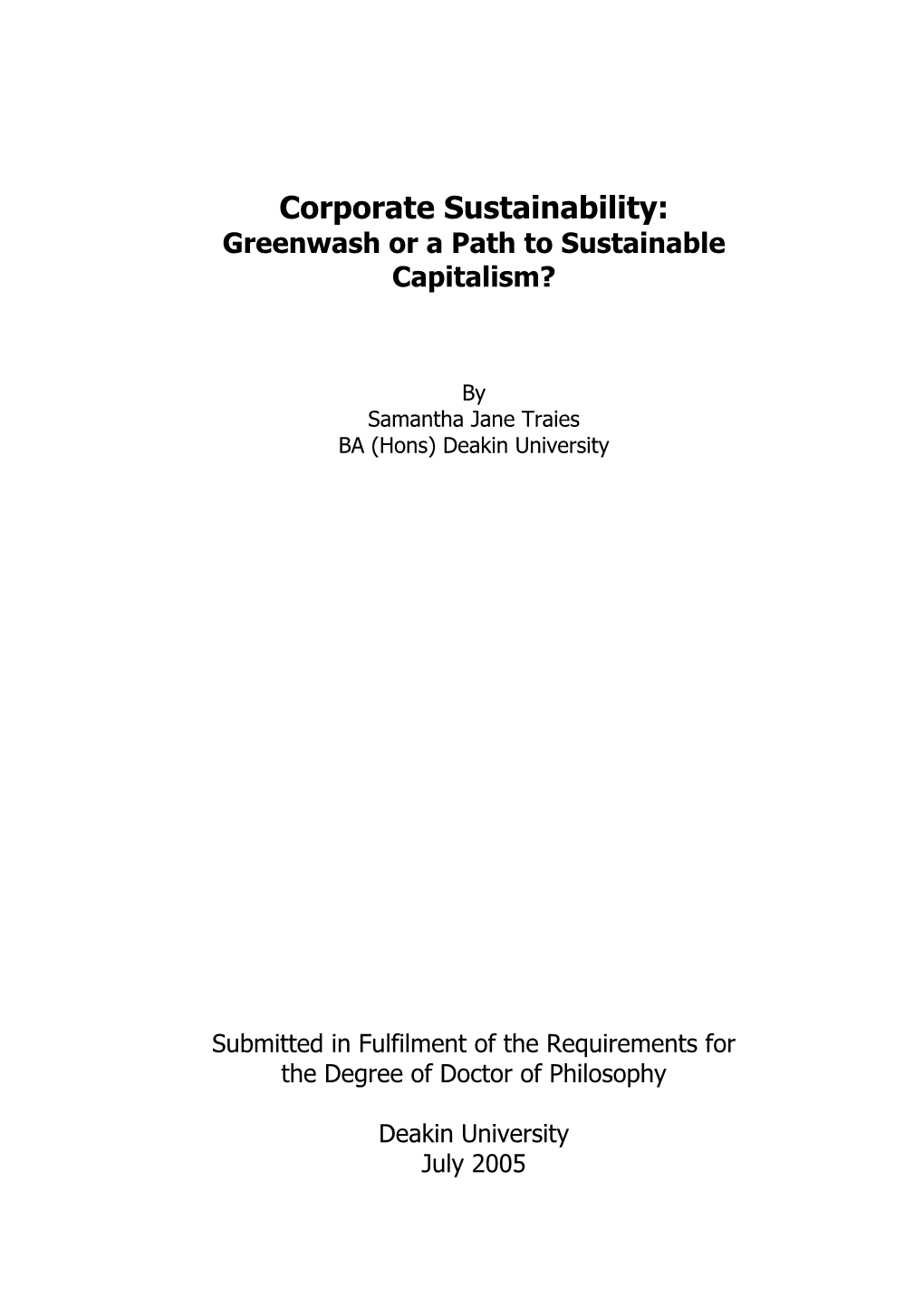 Corporate Sustainability: Greenwash Or a Path to Sustainable Capitalism?