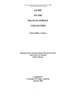 Guide to the Frances Feroce Collection