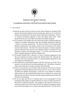 Response by the Faculty of Advocates to a Consultation on the Future of the Land Court and the Lands Tribunal