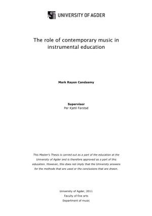The Role of Contemporary Music in Instrumental Education