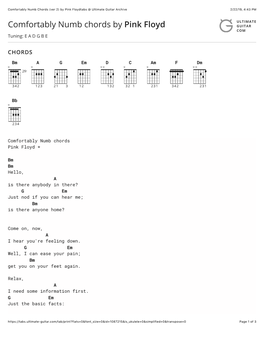 Comfortably Numb Chords (Ver 2) by Pink Floydtabs @ Ultimate Guitar Archive 2/22/19, 4�43 PM