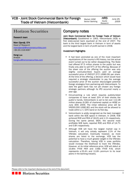 Horizon Securities Company Notes