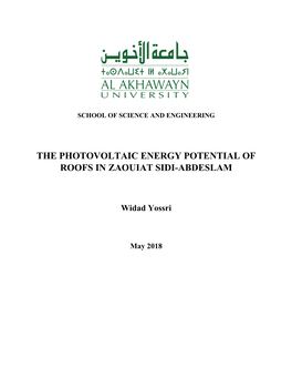 The Photovoltaic Energy Potential of Roofs in Zaouiat Sidi-Abdeslam