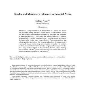 Gender and Missionary Influence in Colonial Africa